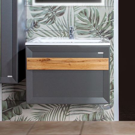 Тумба под раковину подвесная Бриклаер БЕРЛИН оникс серый, 70 см, артикул 4627125416149