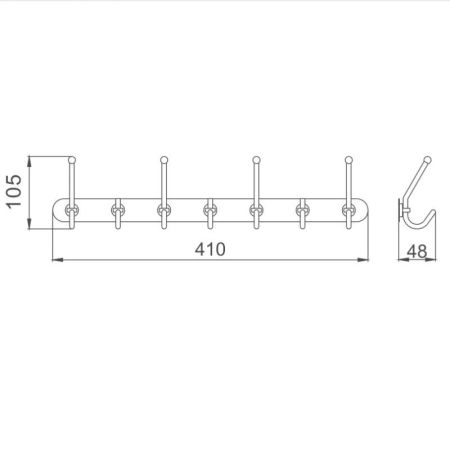 Планка с крючками для полотенец D-Lin D201854-7, хром
