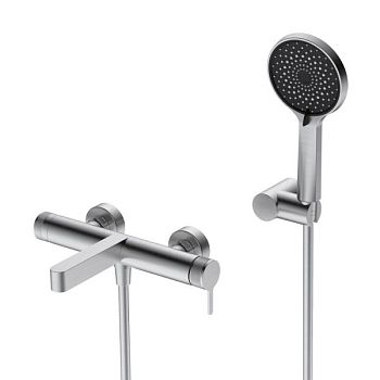 DELTA2.0 Смеситель для ванны и душа в комплекте с ручным душем, шлангом и держателем, сатин DEL2.0-VASM-IN