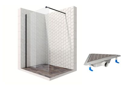 Душевая перегородка Ambassador Walk-in 15031110-ST18, свободный вход, угловой трап, 100см