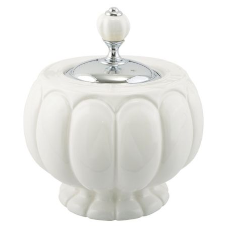 OLIVIA Баночка h12xD16 см, керамика белая, хром, артикул 17480