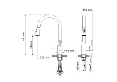 Смеситель для кухни Timo Saona 2336/03FL Черный, артикул 2336/03FL