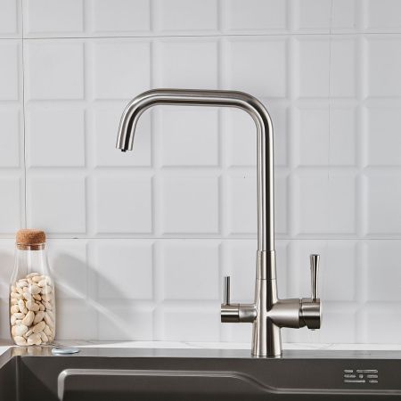 Смеситель для кухни с подключением фильтра Shevanik S528L, сатин