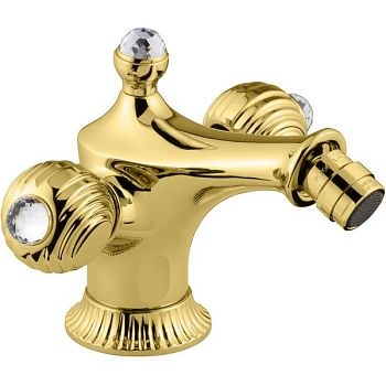 Emmevi The One Cloe, смеситель для биде. Металлические ручки + прозрачные кристаллы Swarovski, цвет золото
