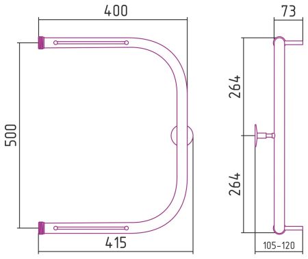 Полотенцесушитель "СТИЛЬЕ" П-обр. 2П 500х400 резьба-сгон 1" (Без покрытия)