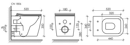 Подвесной унитаз Cubic Rimless CN1806, артикул CN1806