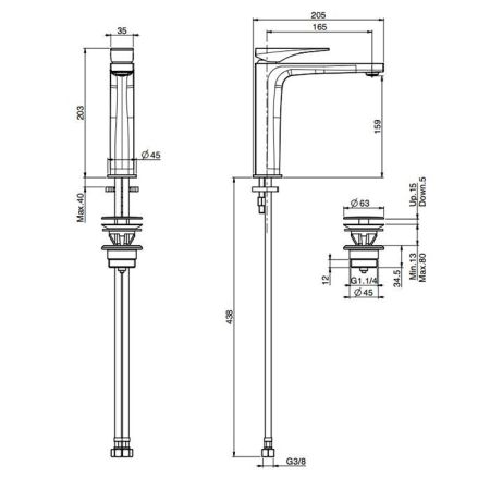 Fima Carlo Frattini Zeta Смеситель для раковины, на 1 отв., высокий, цвет: чёрный матовый