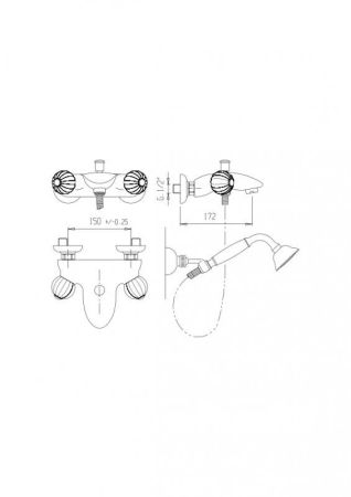 ROYAL PALACE-V-02-MS Смеситель для ванны и душа, бронза, артикул ROYAL PALACE-V-02-MS