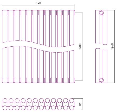Отопительный радиатор ЭСТЕТ-11 н/ж 1200х540 / 12 сек (Белый), артикул 12-0302-1212