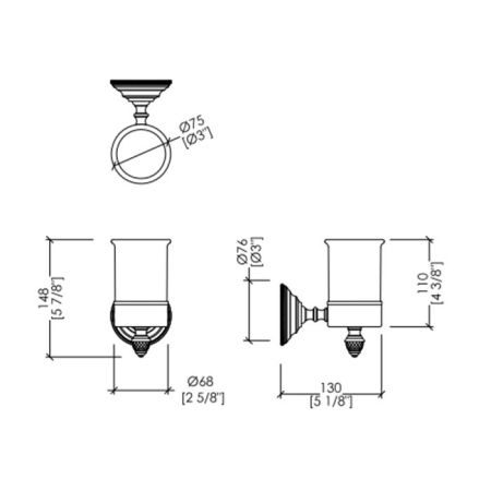 Devon Black Diamond Стакан подвесной (черная керамика), цвет: хром, артикул BLKD503CRNE