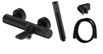 AQG Urban, однорычажный смеситель для ванны c набором для душа, цвет черный матовый