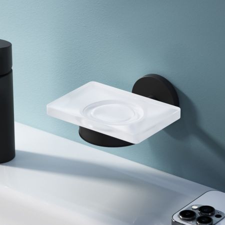 A85A34222 X-Joy, Стеклянная мыльница с настенным держателем, черный, артикул A85A34222