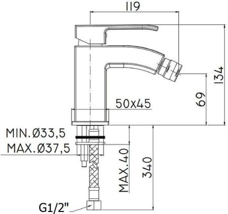 Смеситель для биде Paffoni Level LES131CR, артикул LES131CR