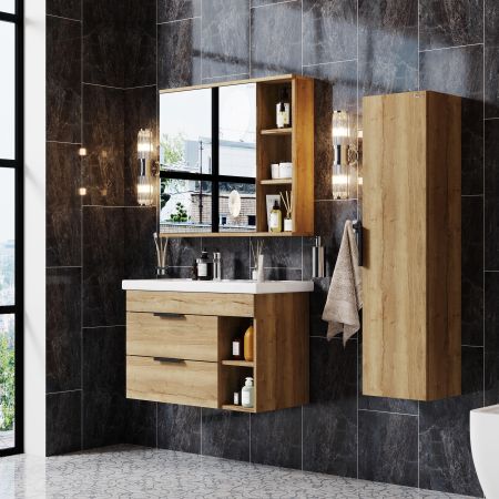 Тумба Onika Легран 80 подвесная, дуб галифакс (ум. Фостер 80 Пр.), артикул 108047