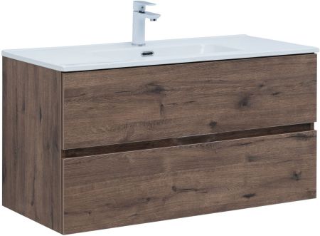 Тумба под раковину Aquanet Алвита New 100 2 ящика, дуб веллингтон табак, артикул 00334188