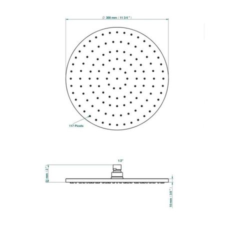 THG Верхний душ Ø300 мм., цвет полированное золото, артикул G00-F01-280EP