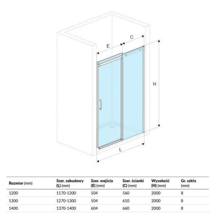 Душевая дверь EXCELLENT Rols 130 см (хром), артикул KAEX.2612.1300.LP1/2 + KAEX.2612.1300.LP2/2