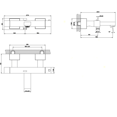 Gessi Rettangolo Термостатический смеситель для ванны с автоматическим переключателем ванна/душ, цвет: хром