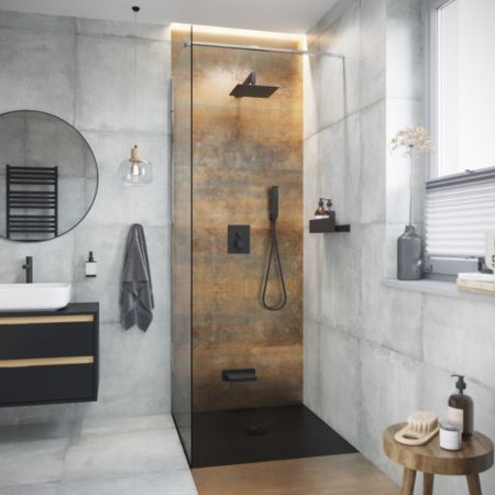 Термостатическая душевая система скрытого монтажа EXCELLENT Keria AREX.SET.2048BL (черный мат)