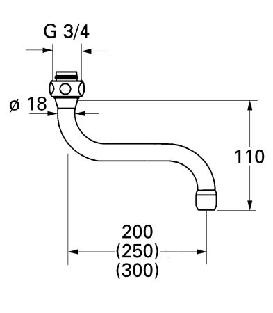 Излив для настенного смесителя для кухни 1/2 дюйма GROHE, хром (13084000)