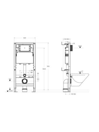 Инсталляция BELBAGNO для подвесного унитаза, сборная из двух частей, для механической кнопки BB-109-M-C, 500x165x1125, артикул BB-109-M-C