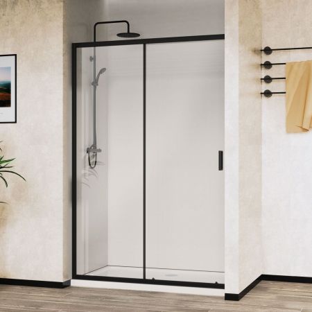 Душевая дверь City VDS-5CT110CLB, 1100, черный, стекло прозрачное, артикул VDS-5CT110CLB