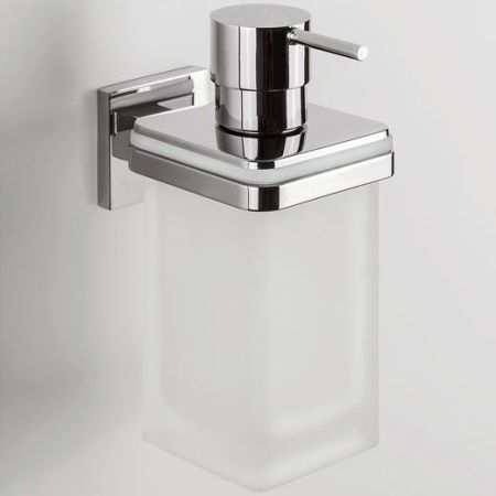 Colombo Basic Q Дозатор для жидкого мыла настенный, цвет: хром/матовое стекло/стекло, артикул B9337.CR-VAN