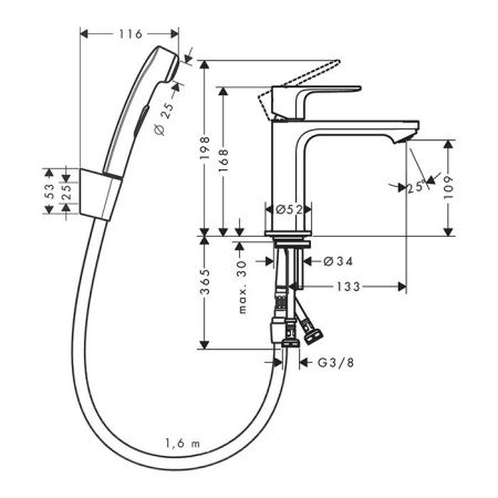 Смеситель для раковины, Hansgrohe, Rebris S, тип открывания воды-однорычажный, тип регулирования воды-керамический картридж, монтаж-на раковину/столешницу, отверстия для монтажа-1, высота, мм-168, вынос излива, мм-133, тип излива-неподвижный, гигиенически Смеситель для раковины, Hansgrohe, Rebris S, тип открывания воды-однорычажный, тип регулирования воды-керамический картридж, монтаж-на раковину/столешницу, отверстия для монтажа-1, высота, мм-168, вынос излива, мм-133, тип излива-неподвижный, гигиенически
