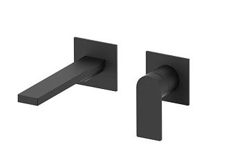 AQG Alpha Two, встраиваемый в стену однорычажный смеситель для раковины, цвет черный матовый