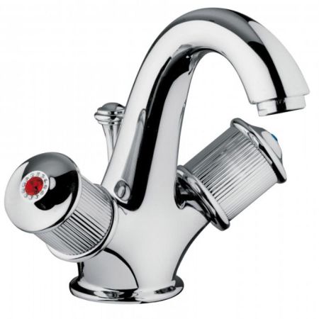 Bongio Impero Смеситель для раковины с донным клапаном, цвет хром/Blue and Red Swarovski, артикул 65521CR00