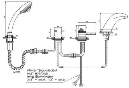 Смеситель на борт ванны Rav Slezak Dunaj Termostat DT271.5PZ