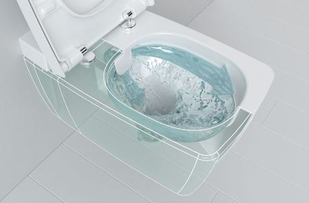 Metropole Rim-Ex Подвесной безободковый унитаз 56 см с функциями VitrAflush и VitrAfresh безободковый, с емкостью для чистящей жидкости, артикул 7672B003-1686