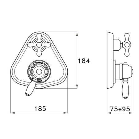 Stella Roma Внешняя часть встраиваемого термостатического смесителя для душа IS3294 P.V. с переключателем на 2 выхода, цвет: хром, артикул RM 06012 CR00