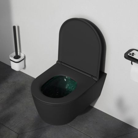 C8F1701MBSC Func подвесной унитаз 54 см FlashClean с сиденьем микролифт, черн мат, артикул C8F1701MBSC