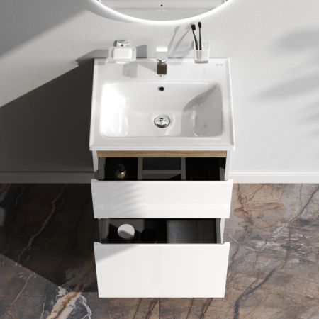 M85AFSX0552WG X-Joy, База под раковину, напольная, 55 см, 2 ящика, белый глянец, артикул M85AFSX0552WG