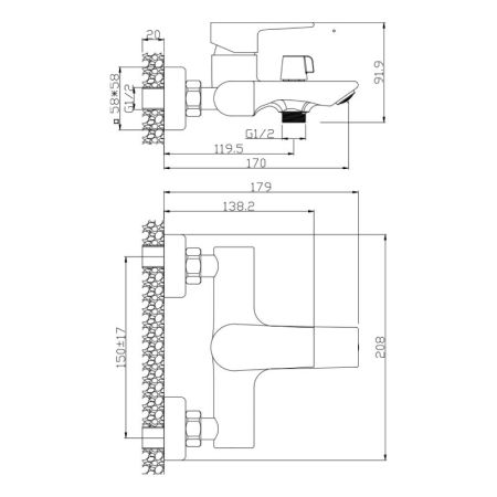 Смеситель для ванны WesnaArt BRIZ BRI20-310, хром, артикул BRI20-310
