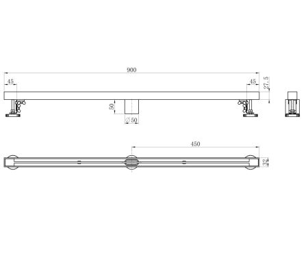 Душевой трап 90 см WONZON & WOGHAND, Темный графит (WW-65409T-GM), артикул WW-65409T-GM