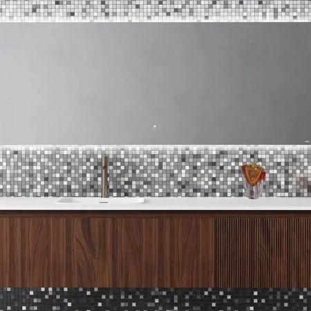 SALINI Зеркало для ванны OMBRA с LED подсветкой 1400х700х25 мм, влагостойкое AGC Сrystalvision, сенс выкл, крепления,обогрев, антизапот