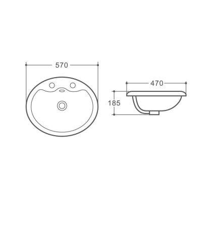 Раковина керамическая полувстраиваемая AM6300, артикул AM6300
