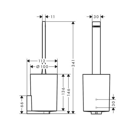 Ёршик, Hansgrohe, WallStoris, ширина, мм-100, глубина, мм-112, высота, мм-341, настенный, материал-пластик, цвет-чёрный матовый, артикул 27927670
