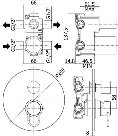 Смеситель для душа Paffoni Joker JK019NO (с внутренней частью), артикул JK019NO