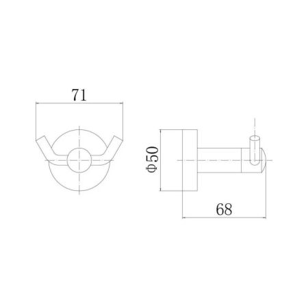 Крючок для ванной комнаты двойной FASHUN A51505-2, сатин