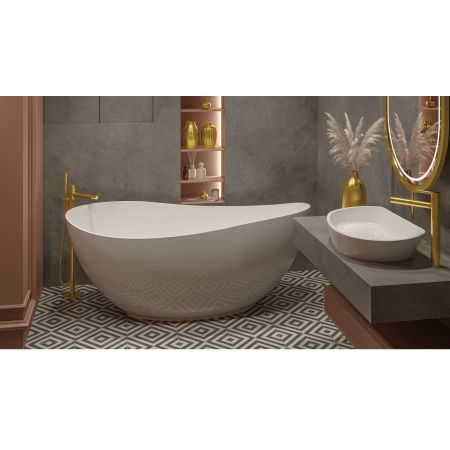 Ванна WHITECROSS Ruby 165x75 (белый глянец) иск. камень, артикул 0202.165075.100