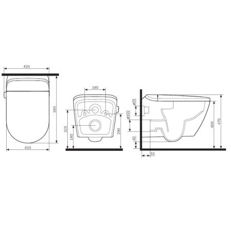 CCC301700SC Sensation подвесной унитаз с интегрированным электронным биде TouchReel, артикул CCC301700SC