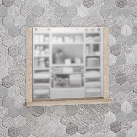 Зеркало с полкой "Венера 80" с выключателем, дуб бежевый