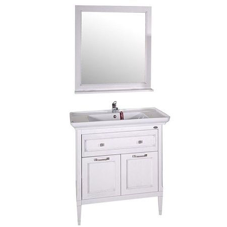 Зеркало ASB-Woodline Гранда 60 Белое c серебряной патиной, артикул 11483