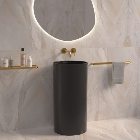 Умывальник WHITECROSS Altar D=43 (черный глянец) иск. камень, артикул 0737.043043.101