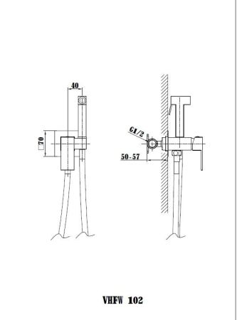 гигиенические души Vincea Гигиенический душ VHFW-102MB из латуни, со смесителем, черный,, артикул VHFW-102MB