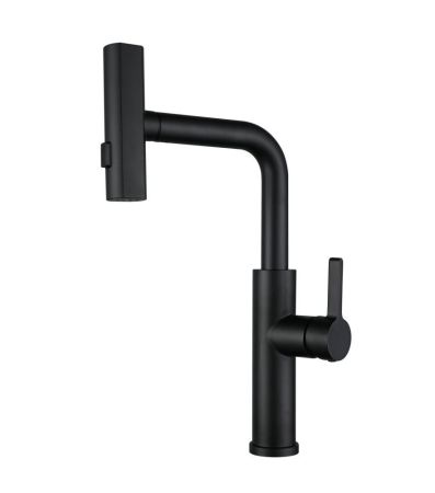 Смеситель для кухни ПРОФСАН STEEL с выдвижной лейкой черный (PSM-307-96), артикул PSM-307-96