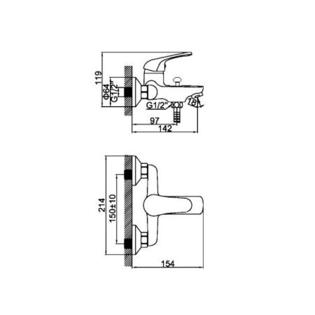 Смеситель для ванны D-Lin D130629, хром, артикул D130629